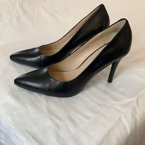 Nine West Ezra Pointy Toe Black Leather Heel
